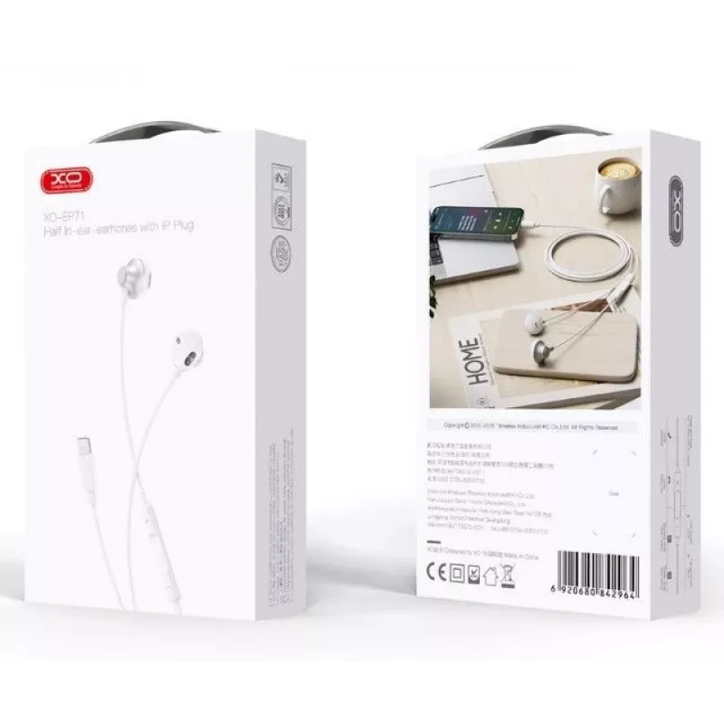 XO Universal Wired Earphones EP71 Lightning White