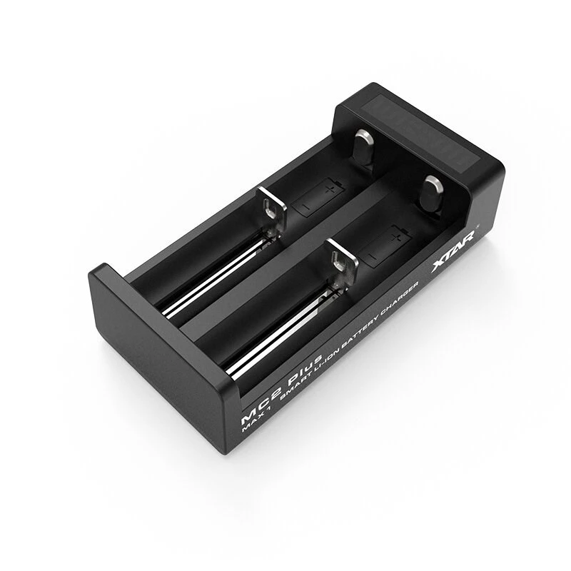 XTAR MC2+ 2 lizdų ličio jonų akumuliatorių įkroviklis, skirtas 18650, 21700, 26650 ir kt. (USB maitinimas)
