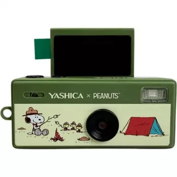 Yashica Funtastic Snoopy žalias raktų pakabuko fotoaparatas – 2MP CMOS, 12MP interpoliuota raiška, HD vaizdo įrašas, USB-C