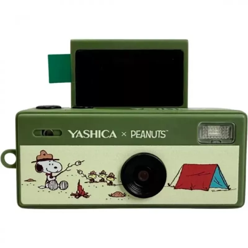 Yashica Funtastic Snoopy žalias raktų pakabuko fotoaparatas – 2MP CMOS, 12MP interpoliuota raiška, HD vaizdo įrašas, USB-C