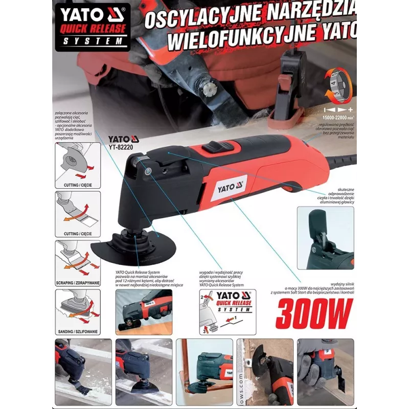 YATO 300W Multi-Tool su kintamu greičiu ir įrankių keitimu be įrankių