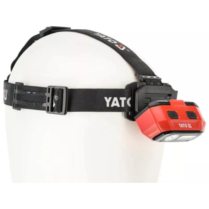 Yato YT-08594 COB LED darbinė lempa su magnetiniu pagrindu ir pasukamu kabliu, 200 lm, 3x AA, juoda/raudona
