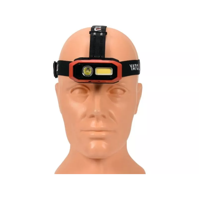 Yato YT-08594 COB LED darbinė lempa su magnetiniu pagrindu ir pasukamu kabliu, 200 lm, 3x AA, juoda/raudona