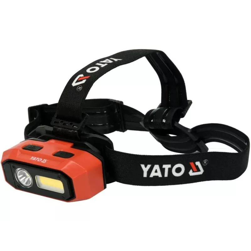 Yato YT-08594 COB LED darbinė lempa su magnetiniu pagrindu ir pasukamu kabliu, 200 lm, 3x AA, juoda/raudona
