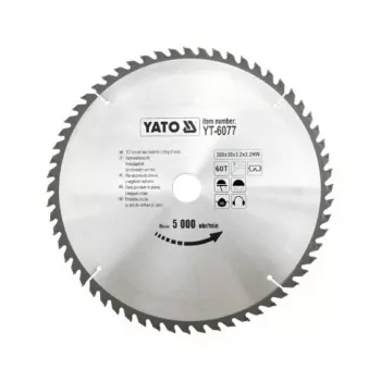 Yato YT-6077 Diskinis pjūklo diskas 300mm x 30mm anga, 40 dantų, karbido antgaliais medienai