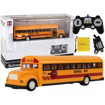 Geltonas mokyklinis autobusas su nuotolinio valdymo atidaromomis durimis 4690 Lean Toys