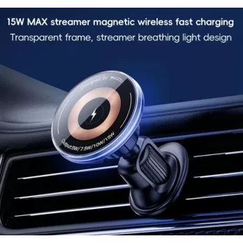 YESIDO 15W belaidis magnetinis laikiklis automobiliui su MagSafe, juodas