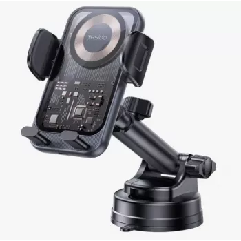 YESIDO 15W Siurbimo puodelio automobilinis belaidis įkroviklis juodas