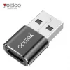 YESIDO GS09 Mini aliuminio lydinio USB Type-C į USB-A OTG adapteris juodas