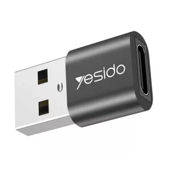 YESIDO GS09 Mini aliuminio lydinio USB Type-C į USB-A OTG adapteris juodas