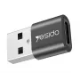 YESIDO GS09 Mini aliuminio lydinio USB Type-C į USB-A OTG adapteris juodas