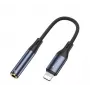 YESIDO YAU37 Lightning į 3,5 mm garso adapterio laidas, nailono pynė, aliuminio lydinys, juodas, 12 cm