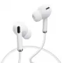 YESIDO YH33 laidiniai į ausis įdedami stereo ausinės su įmontuotu mikrofonu, 3,5 mm lizdu, nesusipainiojančiu plokščiu laidu, baltos spalvos