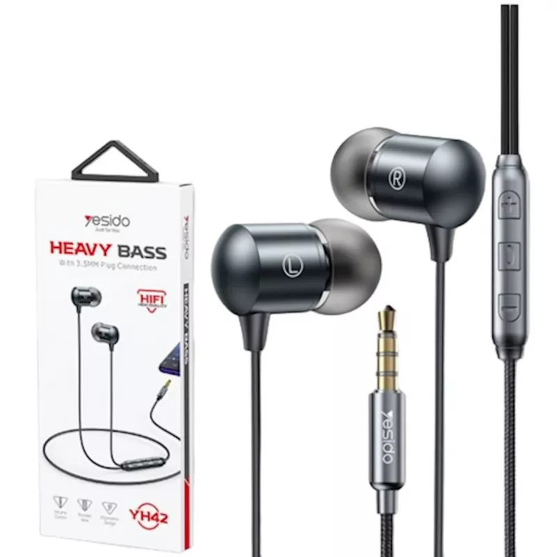 YESIDO YH42 Wired In-Ear Earphone with Microphone - Black