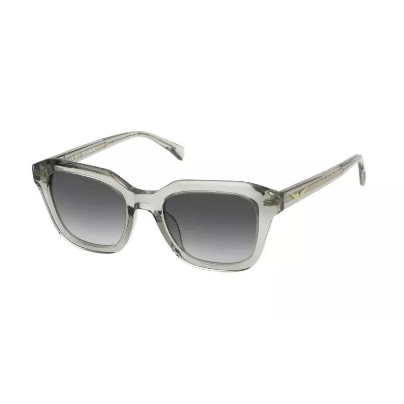 ZADIG & VOLTAIRE SZV364-5009RM Unisex stačiakampiai akiniai nuo saulės - juodas acetatinis rėmelis, pilki gradientiniai lęšiai - 50/17/140 mm