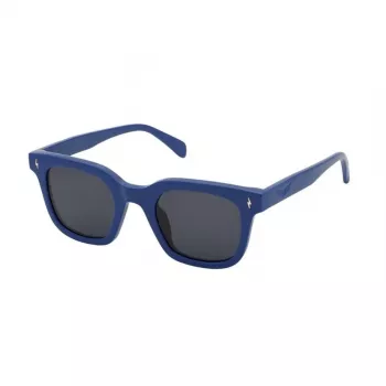 ZADIG & VOLTAIRE SZV401-480D82 Unisex stačiakampiai akiniai nuo saulės - juodas acetatinis rėmelis, pilki polikarbonatiniai lęšiai, 48/17/140 mm