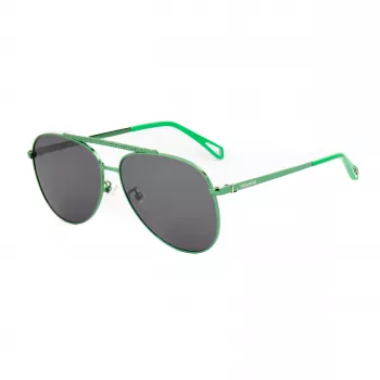 ZADIG & VOLTAIRE SZV415-600G09 Moteriški stačiakampiai akiniai nuo saulės - juodas acetatinis rėmelis, pilki polikarbonatiniai lęšiai, UV400 apsauga