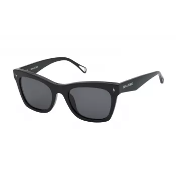 ZADIG & VOLTAIRE Moteriški stačiakampiai akiniai nuo saulės SZV373-530700 Juodi/Pilki 53mm