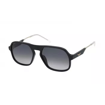 ZADIG & VOLTAIRE moteriški akiniai nuo saulės SZV365-570700 juodi acetatiniai kvadratiniai rėmeliai pilki polikarbonatiniai lęšiai 57 mm