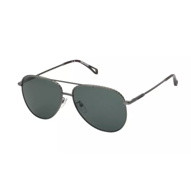 ZADIG & VOLTAIRE Moteriški akiniai nuo saulės SZV378-580568 - Juodas acetato rėmelis, pilki polikarbonatiniai lęšiai, 58 mm