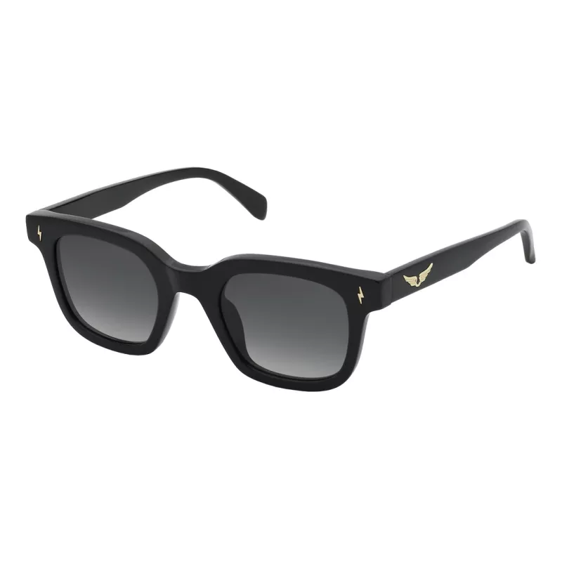 ZADIG & VOLTAIRE Moteriški akiniai nuo saulės SZV401V54700Y - Juodas acetato rėmelis, pilki polikarbonato lęšiai, UV400 apsauga