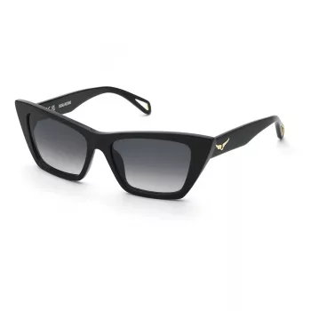 ZADIG & VOLTAIRE Moteriški akiniai nuo saulės SZV419-550700 Juodas acetatinis kvadratinis rėmelis, pilki gradientiniai lęšiai 55mm