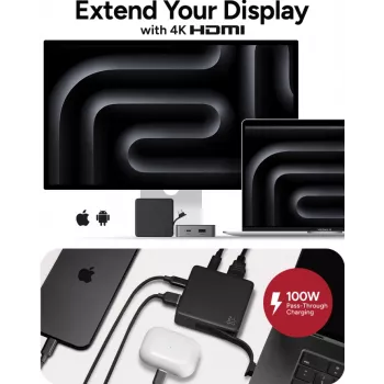 ZAGG 4 Port Hub Black/Grey