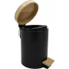 Zeller 18910 bambukinis dangtis 3L lėtai užsidarantis pedalų šiukšlių krepšys, matinis juodas