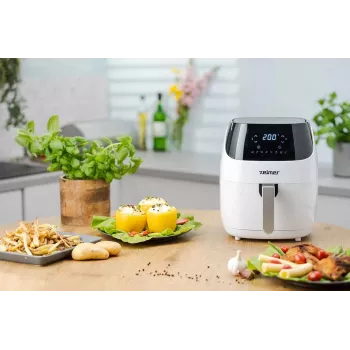Zelmer ZAF5501W Be Aliejaus Oro Gruzdintuvė, 5L, 1500W, Skaitmeninis Jutiklinis Skydelis, Balta