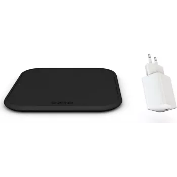 Zens Single belaidis įkroviklis Combi Pack USB - Qi sertifikuotas 10W greito įkrovimo įkrovimo padėklas su 12W sieniniu adapteriu, juodas