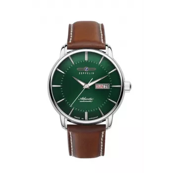 Zeppelin Atlantic 84664 Automatinis laikrodis, 40 mm, juodas ciferblatas, rudos odos dirželis