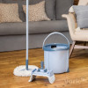 YORK Rotary MOP SPECIAL grindų valymo rinkinys su kojomis valdomu gręžimo mechanizmu, 12L kibiru, teleskopine rankena, 2 mikropluošto galvutėmis