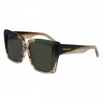 Ferragamo moteriški akiniai nuo saulės SF1060SN-263 Butterfly, Havana rėmeliai, rudi gradientiniai lęšiai, 55 mm