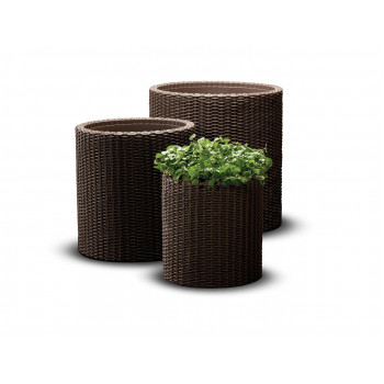 KETER gėlių vazonų rinkinys Cylinder Planters S+M+L rudos spalvos