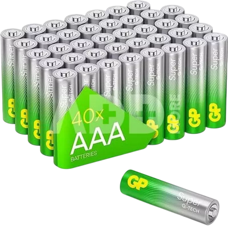 AAA šarminių baterijų pakuotė GP 03024AETA-B40 — 40 elementų, Micro (AAA) Super Alkaline