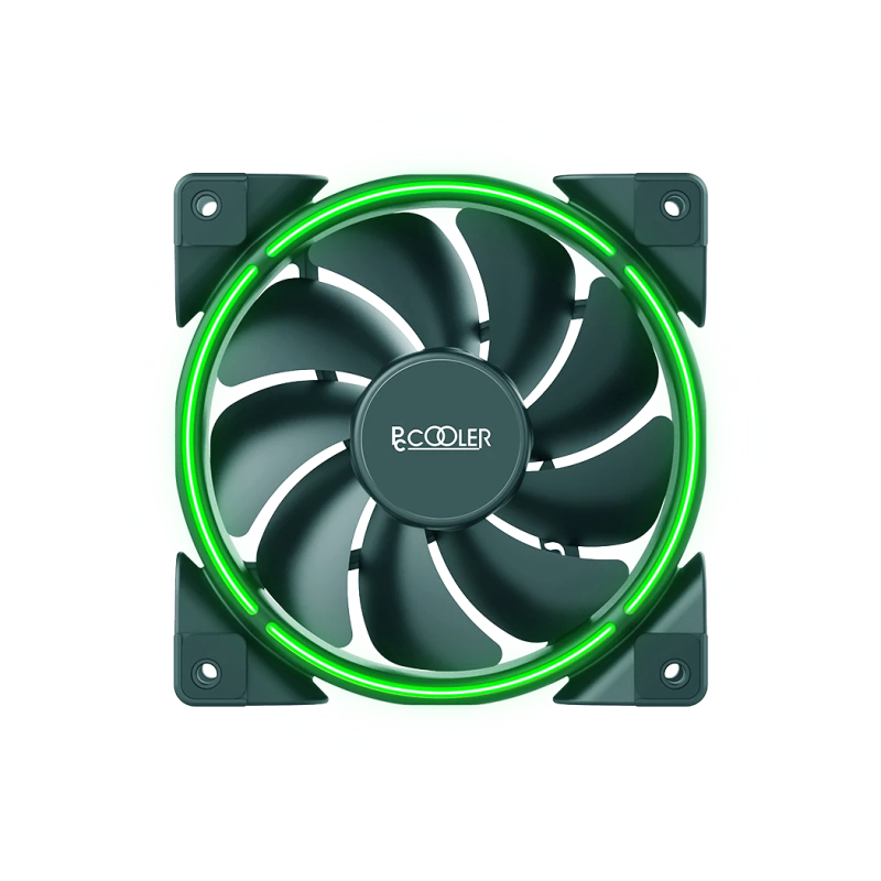 120 mm korpuso ventiliatorius PCCOOLER CORONA-GREEN, 1000–1800 RPM, 120 mm