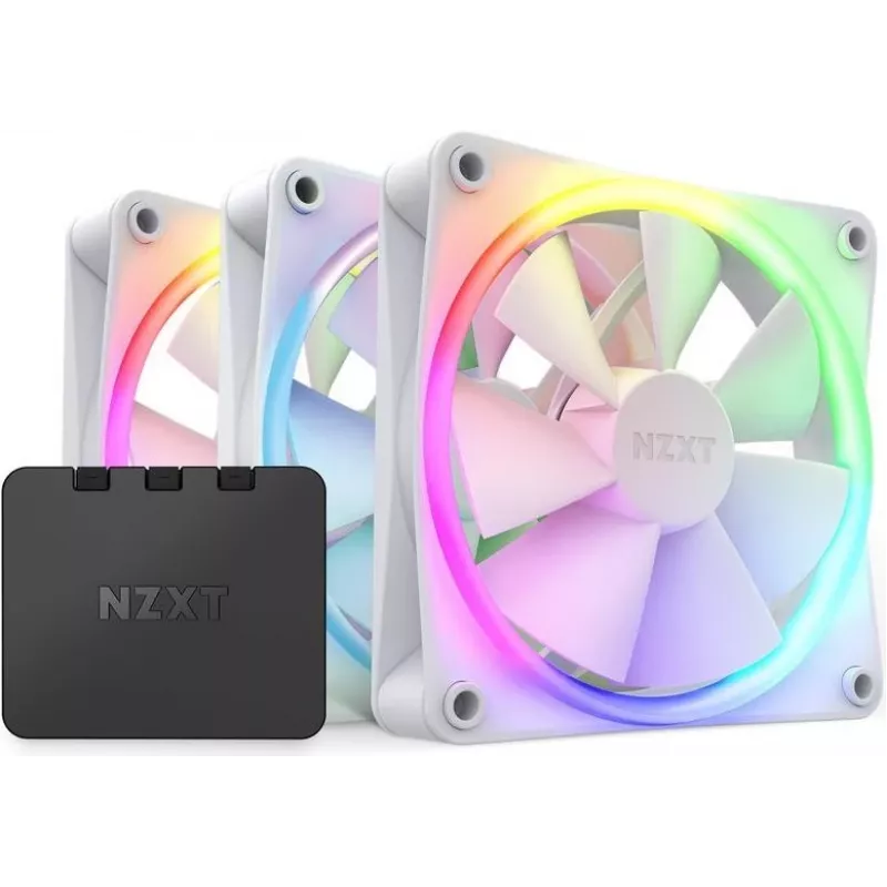 NZXT F120 RGB 120mm ARGB Reverse Blade Triple Pack - White
