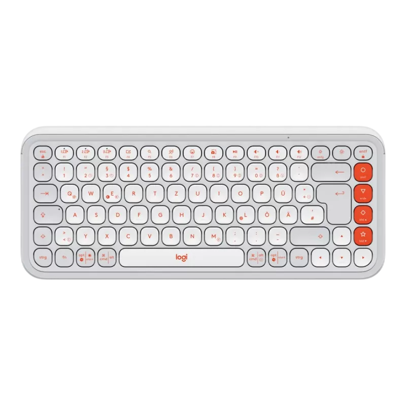 LOGITECH belaidė klaviatūra - Pop Icon Keys - Off White & Orange Qwertz vokiška
