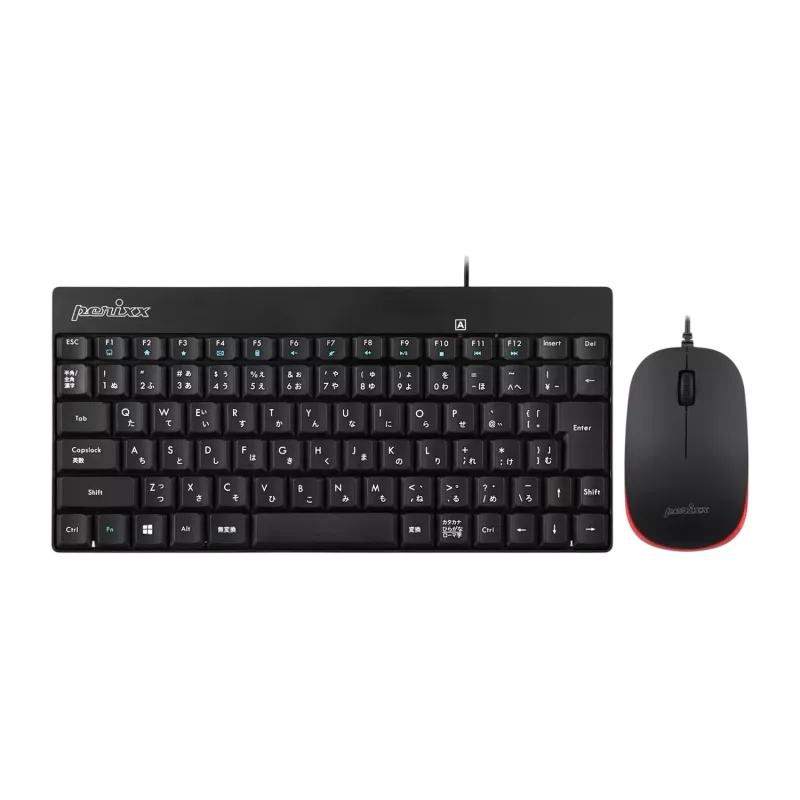 Perixx PERIDUO-212 DE, mini USB klaviatūros ir pelės rinkinys, juodas