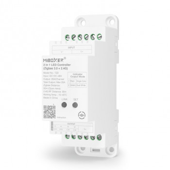MiBoxer TZ2 LED valdiklis DIN bėgeliui, Zigbee 3.0 + RF, 12–48 V, iki 20 A